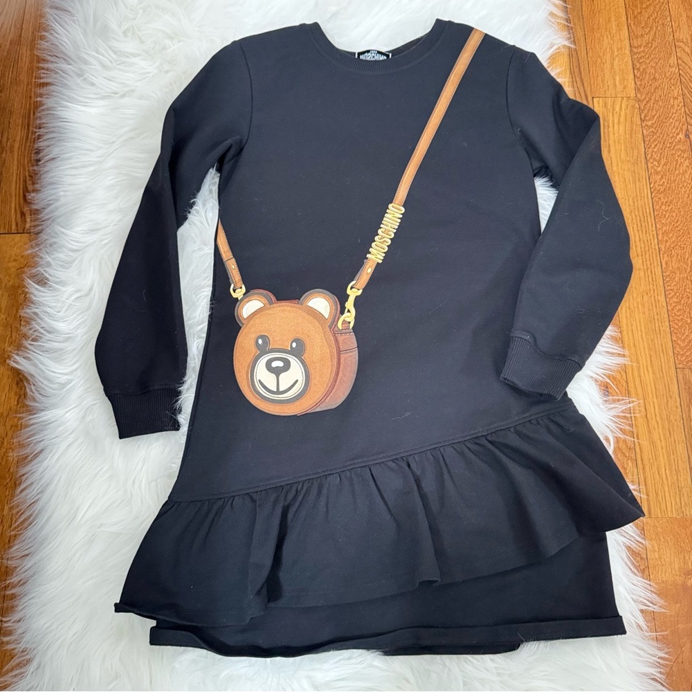 Black Dress with Bear Purse Design